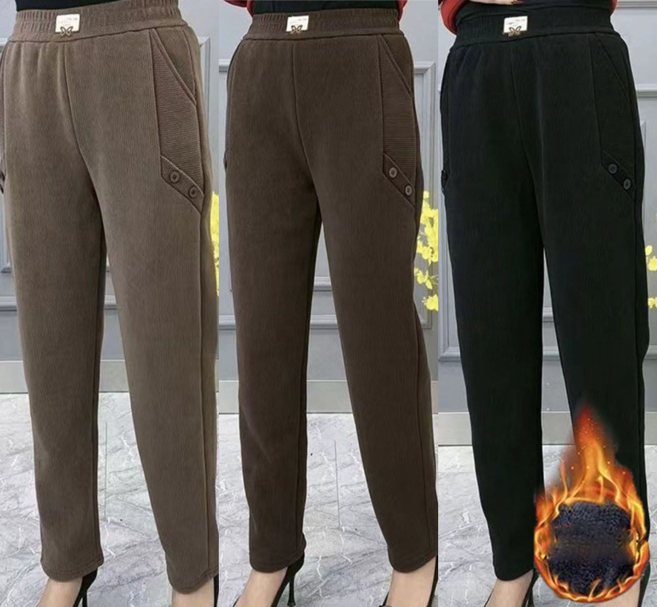 💟【2XL-5XL】Noua toamna si iarna ingrosata catifea pantaloni largi casual mari marime  3799074
