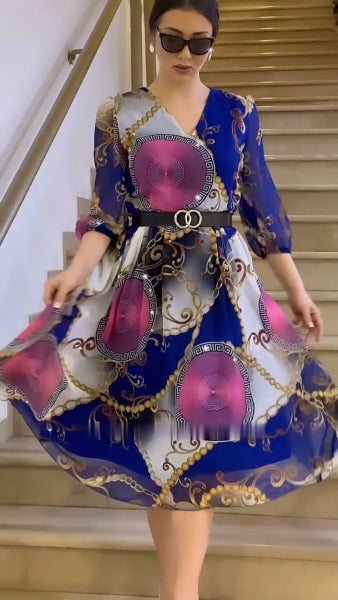 👗💥【S-5XL】Rochie din mătase glacială, în stil nou, elegantă și la modă, răcoroasă și respirabilă
