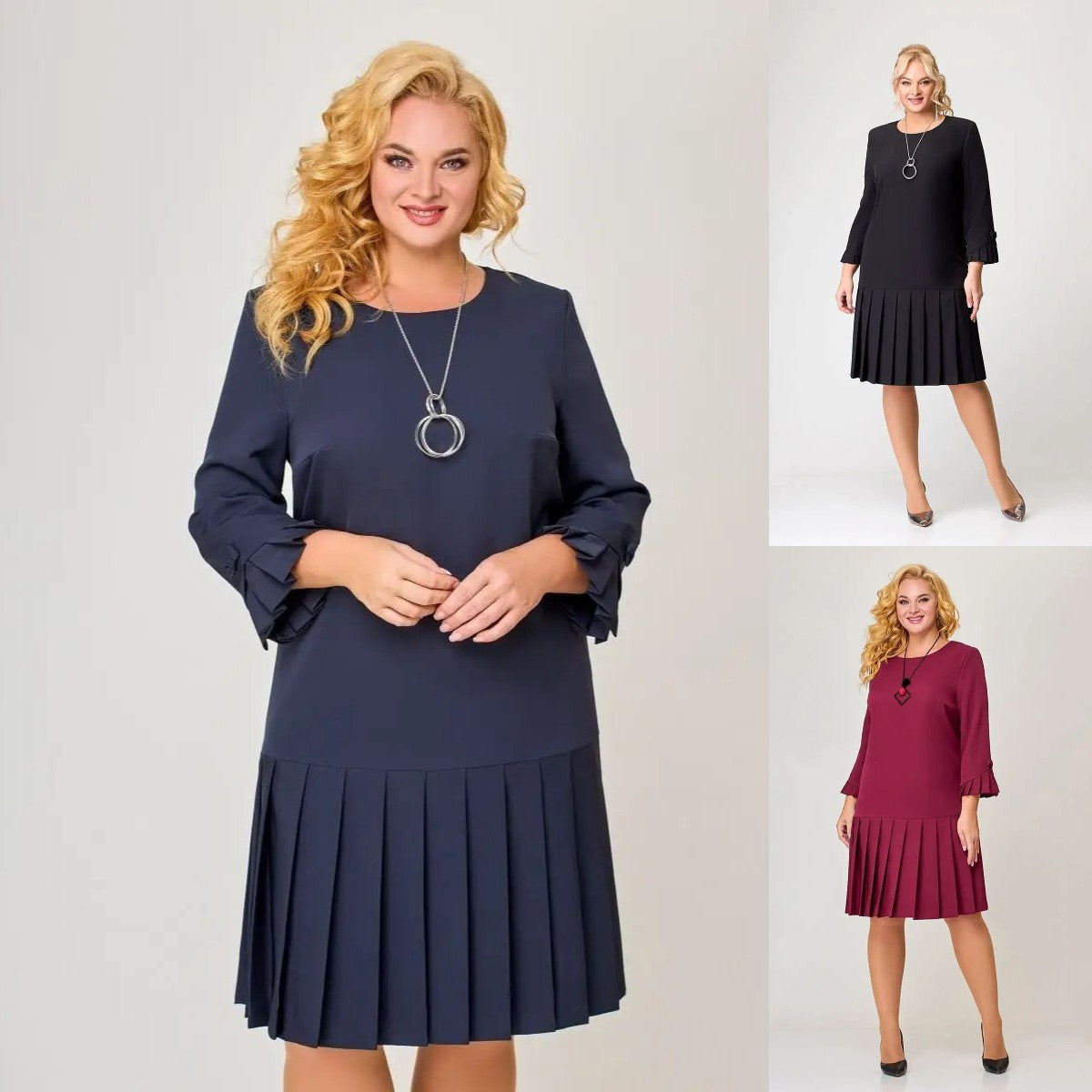 💌【S-5XL】👗 Rochie elegantă de înaltă calitate, de culoare solidă