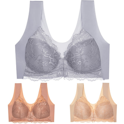 🥰3 bucăți👙 Sutien push-up cu închidere frontală din dantelă - fără cusături, spate frumos, confortabil