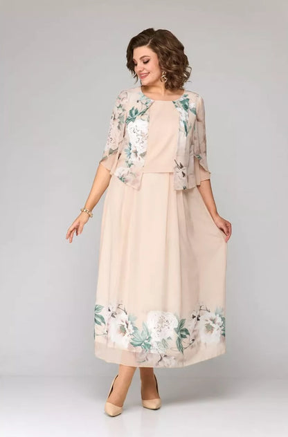 👗【S-5XL】Rochie falsă din două piese cu imprimeu