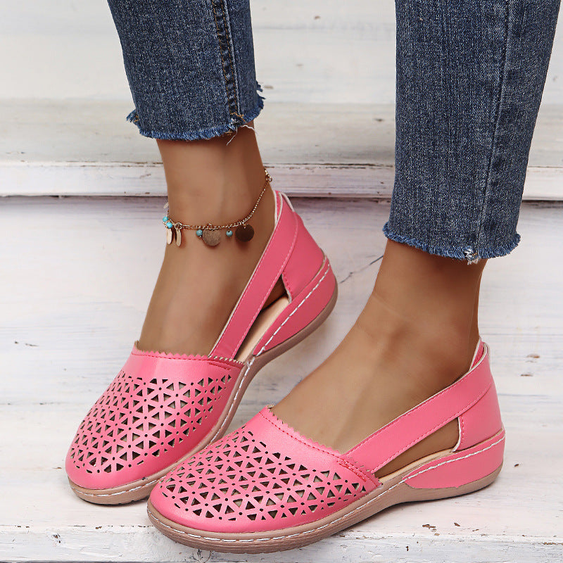 【35-43】2025 New Hollow Sandals Pantofi de damă cu pană Baotou de mărime mare