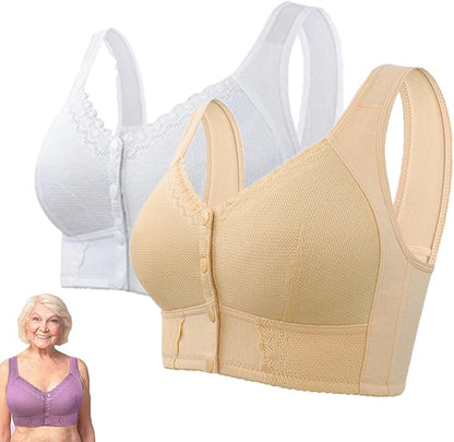 （3buc）💕🎁【45kg-155kg】Sutien supradimensionat, respirabil, din bumbac moale, cu nasturi frontali