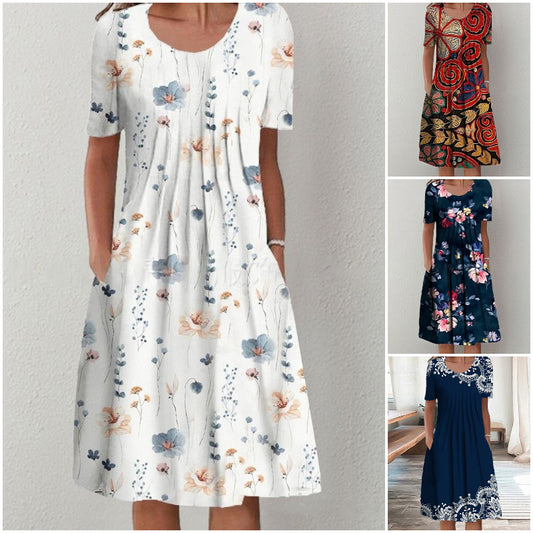 【30 OFF %】💗2025 noua rochie midi dreapta imprimeu gradina