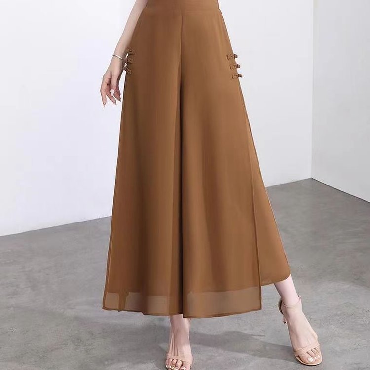 【XL-5XL】【Stil nou de vară 2025】 Pantaloni largi, din șifon, în nouă puncte, pentru femei