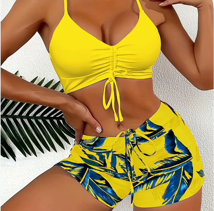 🏊‍♀️👙🌴【Promoție de vară】Costum de baie elegant cu imprimeu – mărimi mari disponibile 💖🔥 4028576