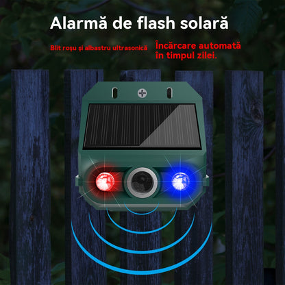 🔥Repelent solar cu ultrasunete pentru animale pentru exterior Repelent pentru păsări cu lumină infraroșu intermitent cu LED roșu și albastru