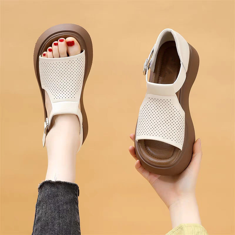 📣【35-40】Sandale romane casual pentru femei, la modă și versatile, cu gură de pește și talpă goală 3993687