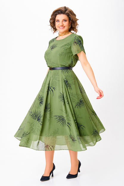 [S-5XL]Primăvara și vara noi rochii la modă din sifon de culoare verde