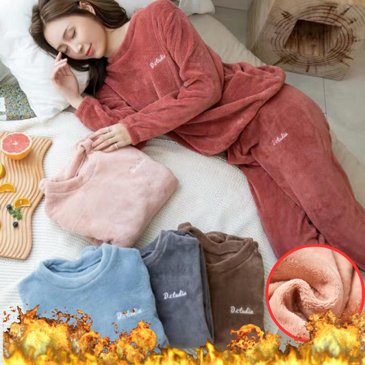🔥🔥Set de pijamale la modă și confortabil, îngroșat în catifea coral