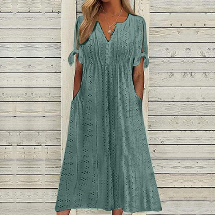 🔥🔥[S-5XL]👗2025 Rochie simplă și frumoasă de culoare uni