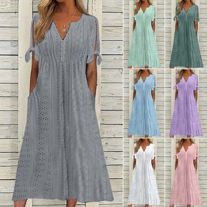 🔥🔥[S-5XL]👗2025 Rochie simplă și frumoasă de culoare uni