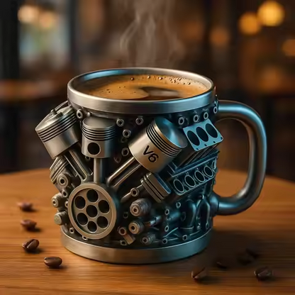 🎁☕ Ceașcă de cafea din oțel inoxidabil Creative Engine V6V8