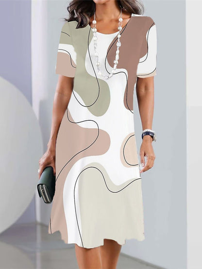 👗【XS-5XL】Rochie sexy 2025 cu imprimeu si gat rotund pentru femei