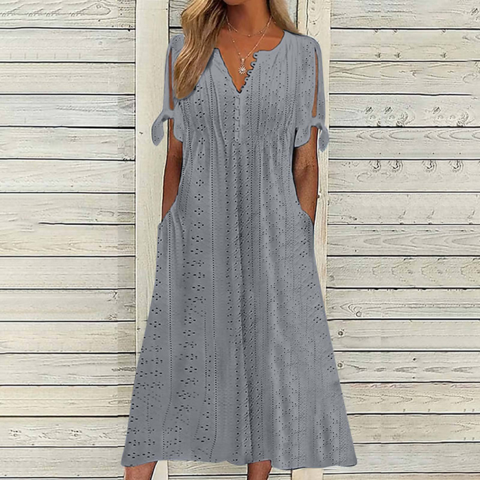 🔥🔥[S-5XL]👗2025 Rochie simplă și frumoasă de culoare uni
