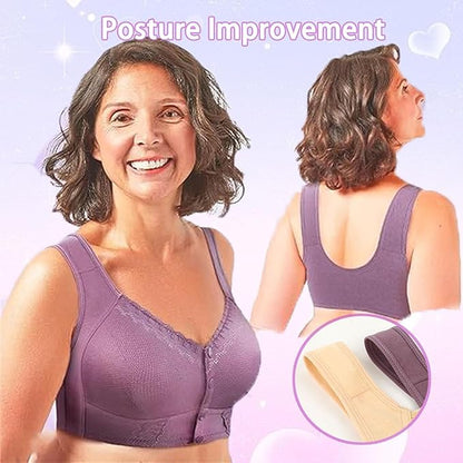 （3buc）💕🎁【45kg-155kg】Sutien supradimensionat, respirabil, din bumbac moale, cu nasturi frontali