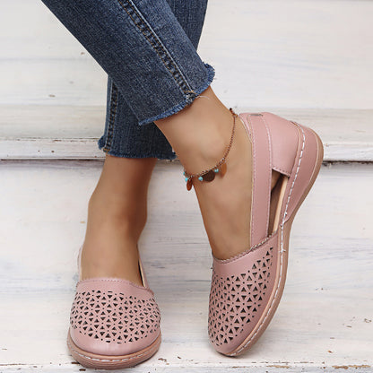 【35-43】2025 New Hollow Sandals Pantofi de damă cu pană Baotou de mărime mare