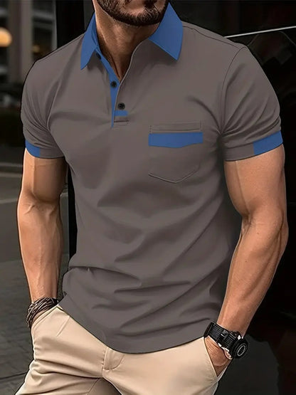 Tricou polo de buzunar color-bloc pentru bărbați tricou polo sport