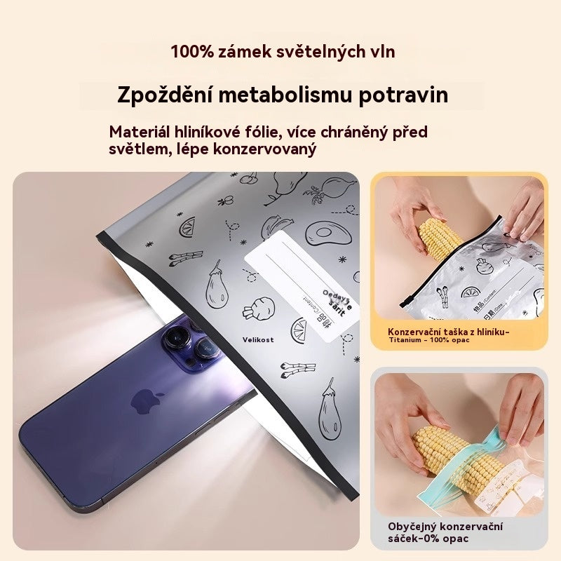 🥩【60 kusů】Sáček z hliníkové fólie potravinářské kvality se zipem pro zachování čerstvosti, vhodný do domácí lednice
