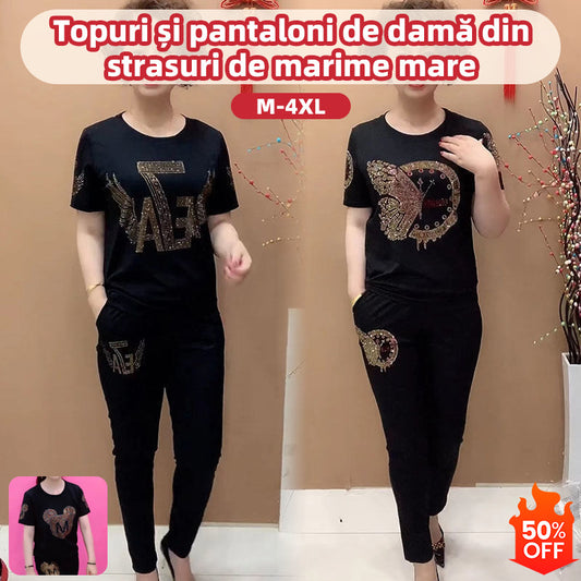 💥 Lichidare de stoc 💥 Set de damă cu top și pantaloni cu mânecă scurtă【M-4XL】