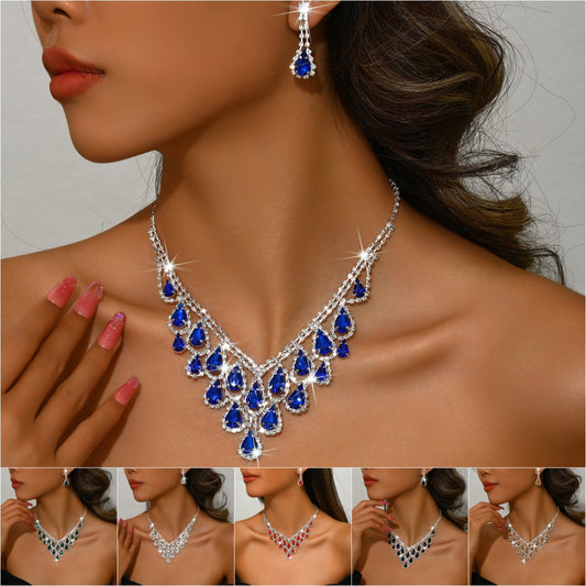 💎Set nou de colier și cercei cu diamante în formă de lacrimă